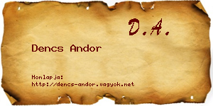 Dencs Andor névjegykártya
