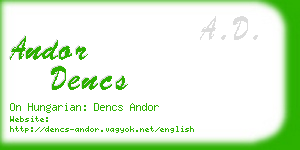 andor dencs business card